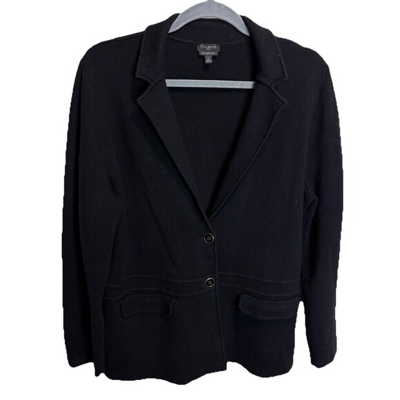 Talbots Merino Wool Sweater Blazer Size 1X Blue Two-Button - Picture 1 of 7